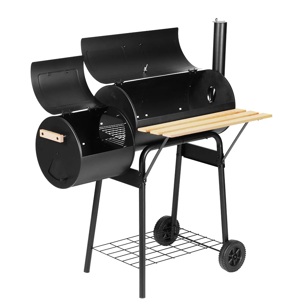2-in-1 offset BBQ Smoker - Black - Nurns