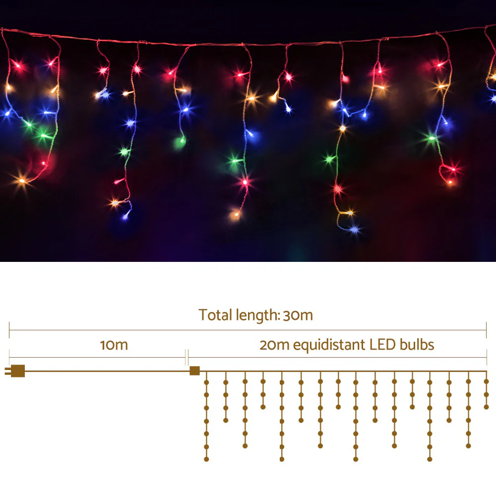 20M Christmas Lights Icicle Light 800 LED Multi-coloured - Nurns