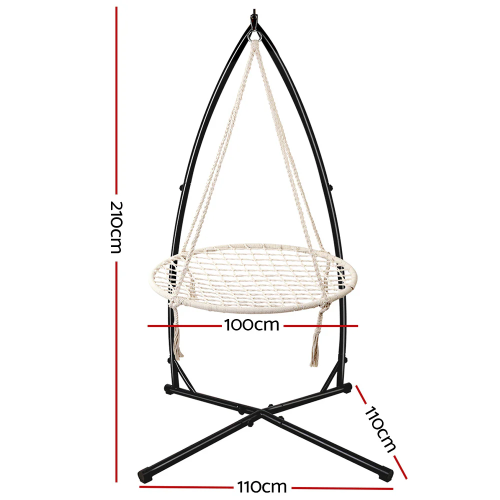 100cm Hammock Chair Nest Web Outdoor Swing with Steel Stand - Nurns