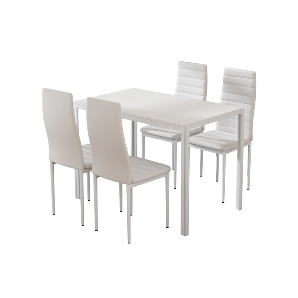 5-Piece Dante White Dining Table & Chair Set - Nurns