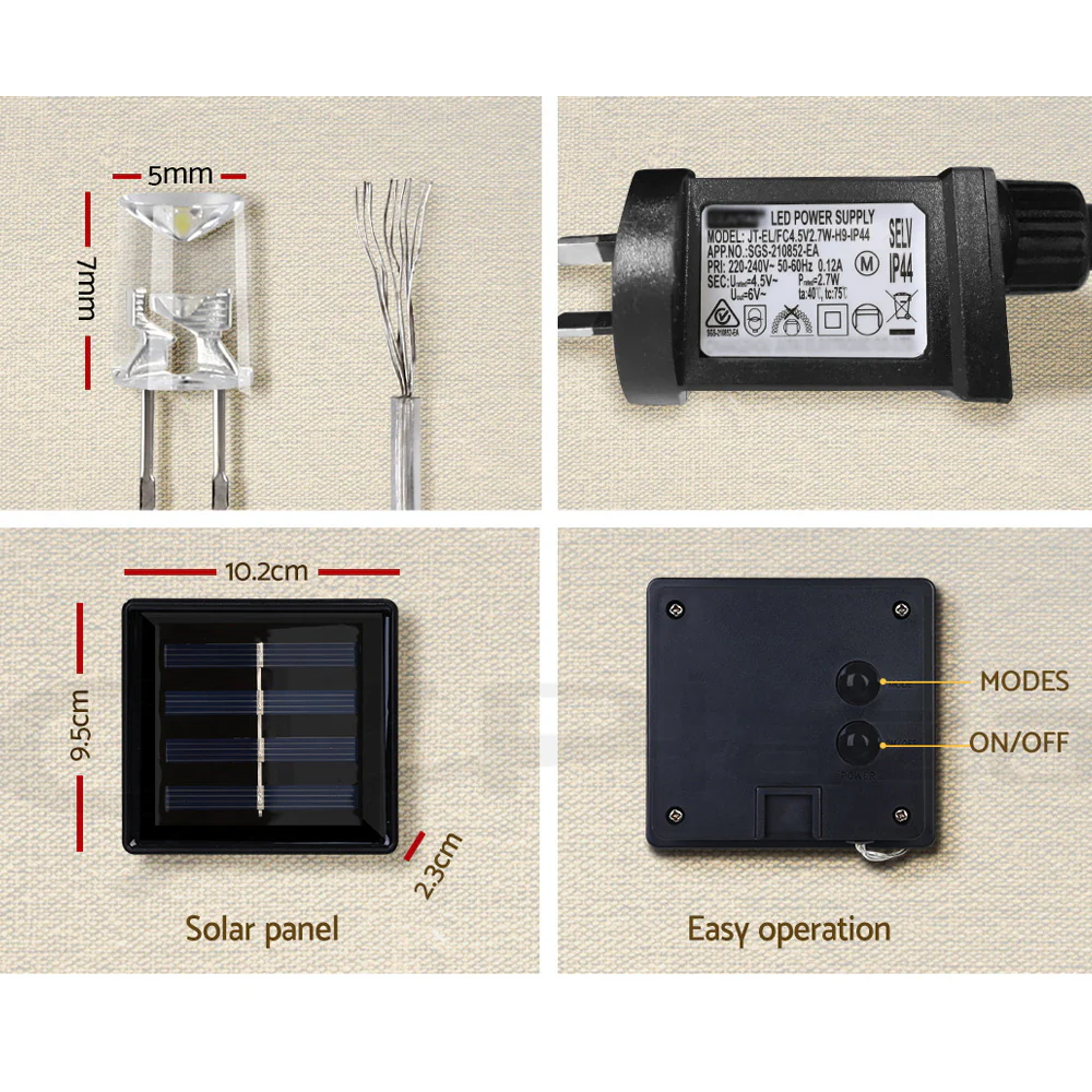 3M Christmas Icicle Lights String Lights 80 LED Solar Powered - Nurns