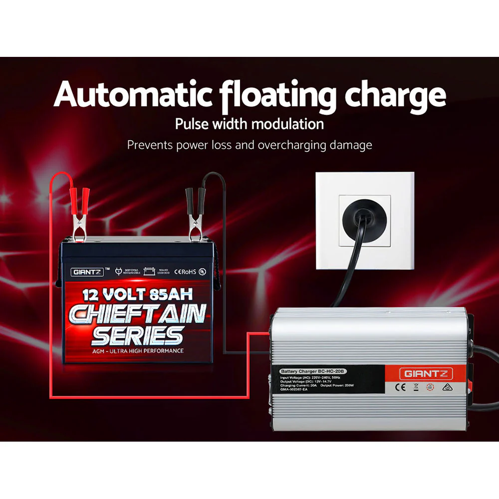 12V 20A Car Battery Charger Inverter 20 Amp ATV 4WD Boat Caravan - Nurns