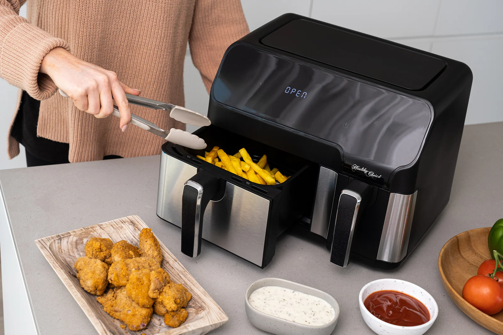 10L Digital Dual Zone Air Fryer with Dual Temperature Control - Nurns