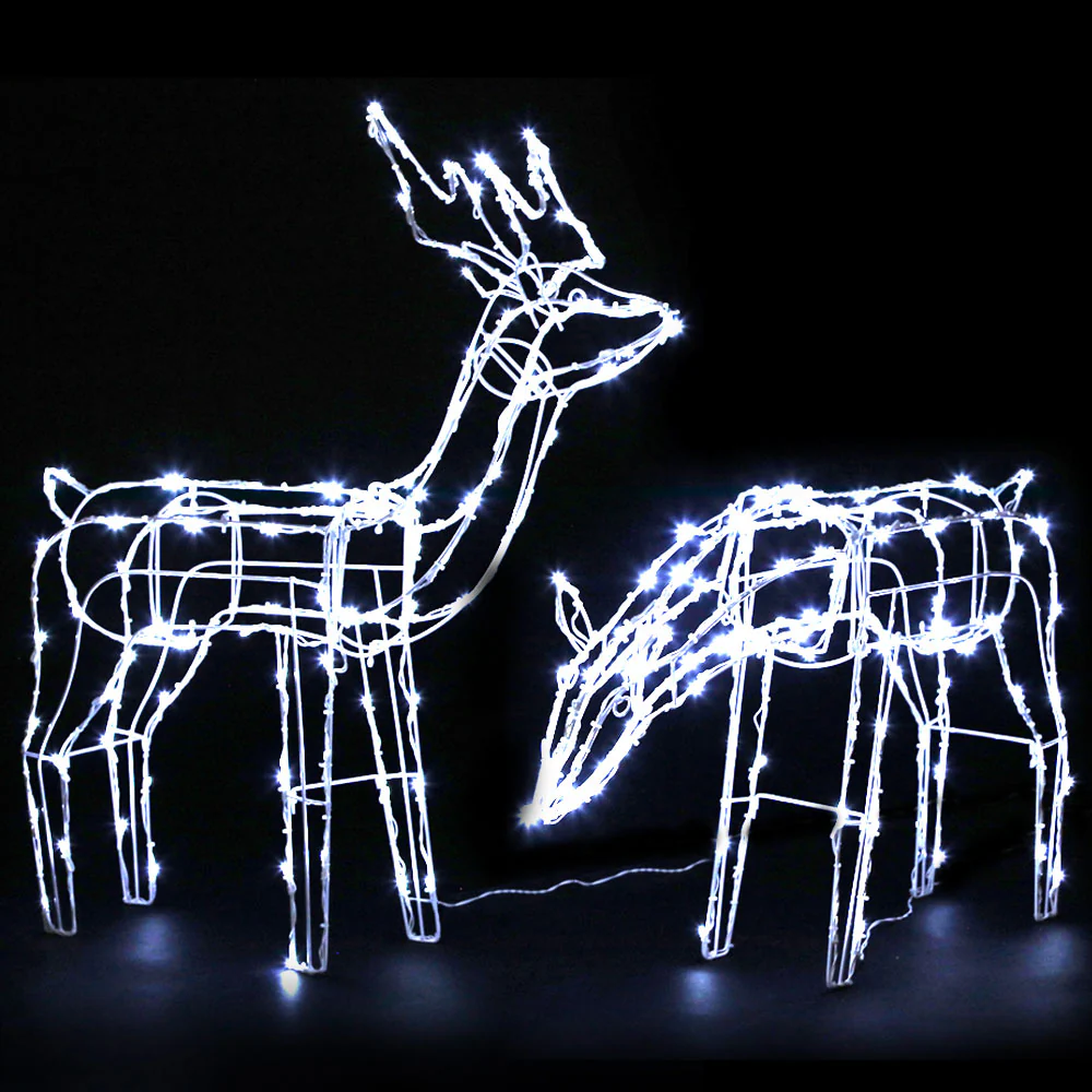 2-Pieces Christmas Lights Reindeers 200 LED Decorations - Nurns