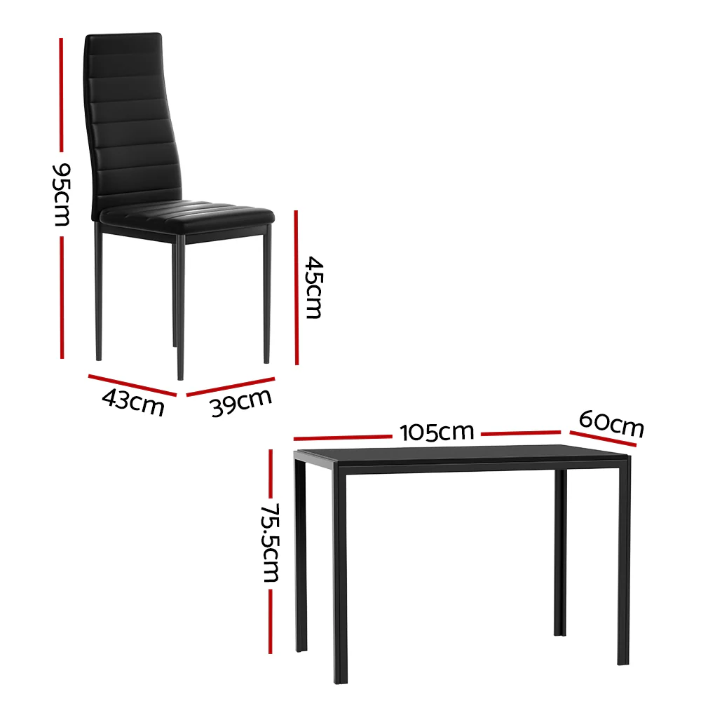 5-Piece Dante Black Dining Table & Chair Set - Nurns