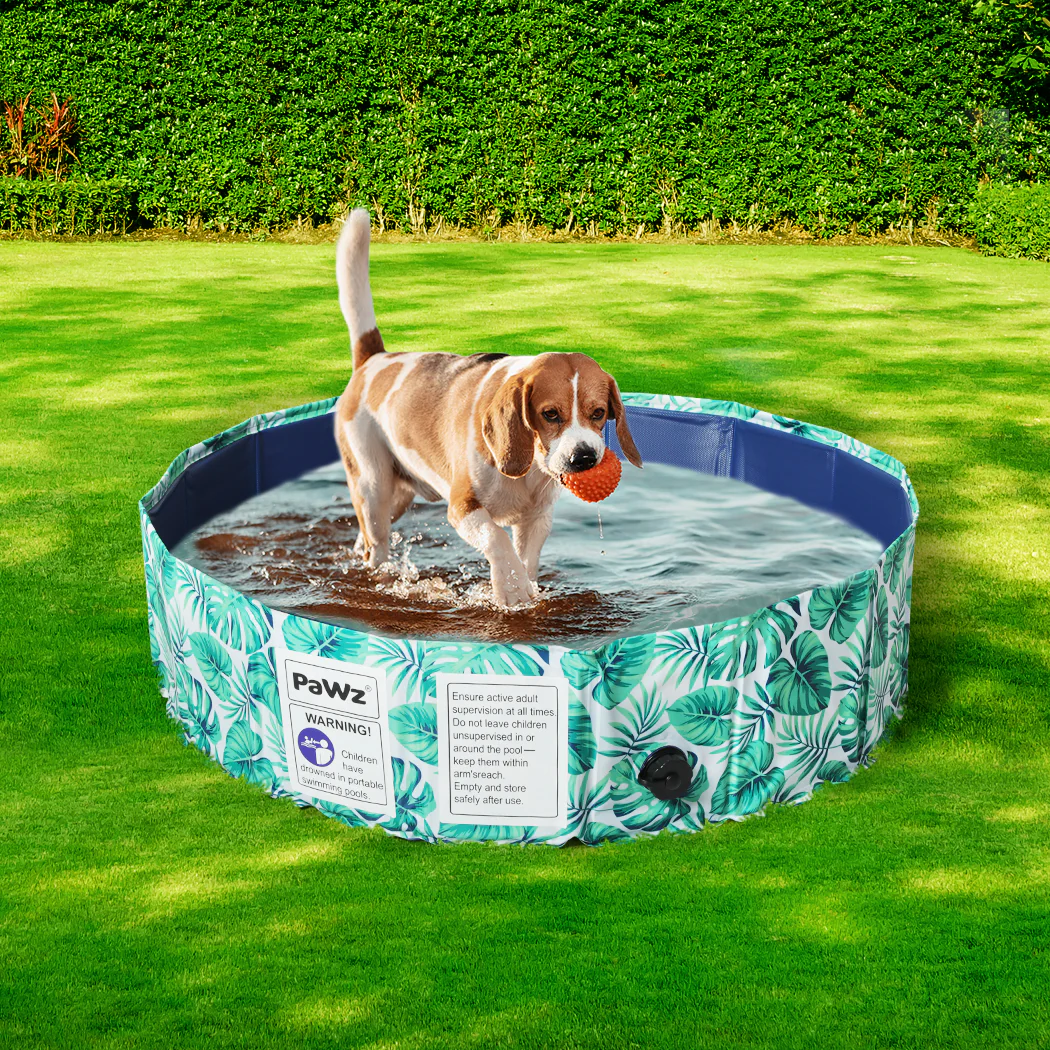 100cm Pet Dog Swimming Pool Cat Portable BathTub Kid Shower Washing Folding - Nurns