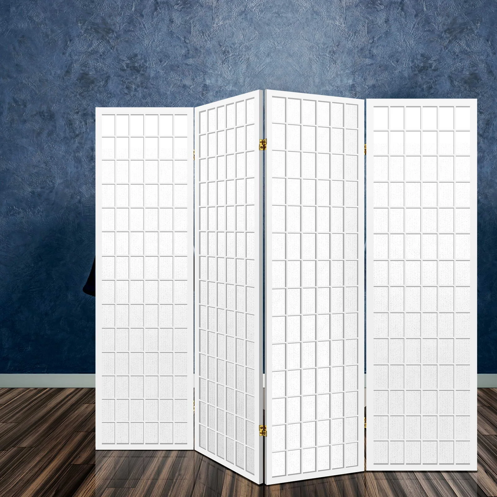 4 Panel Room Divider Screen 174x179cm - White - Nurns