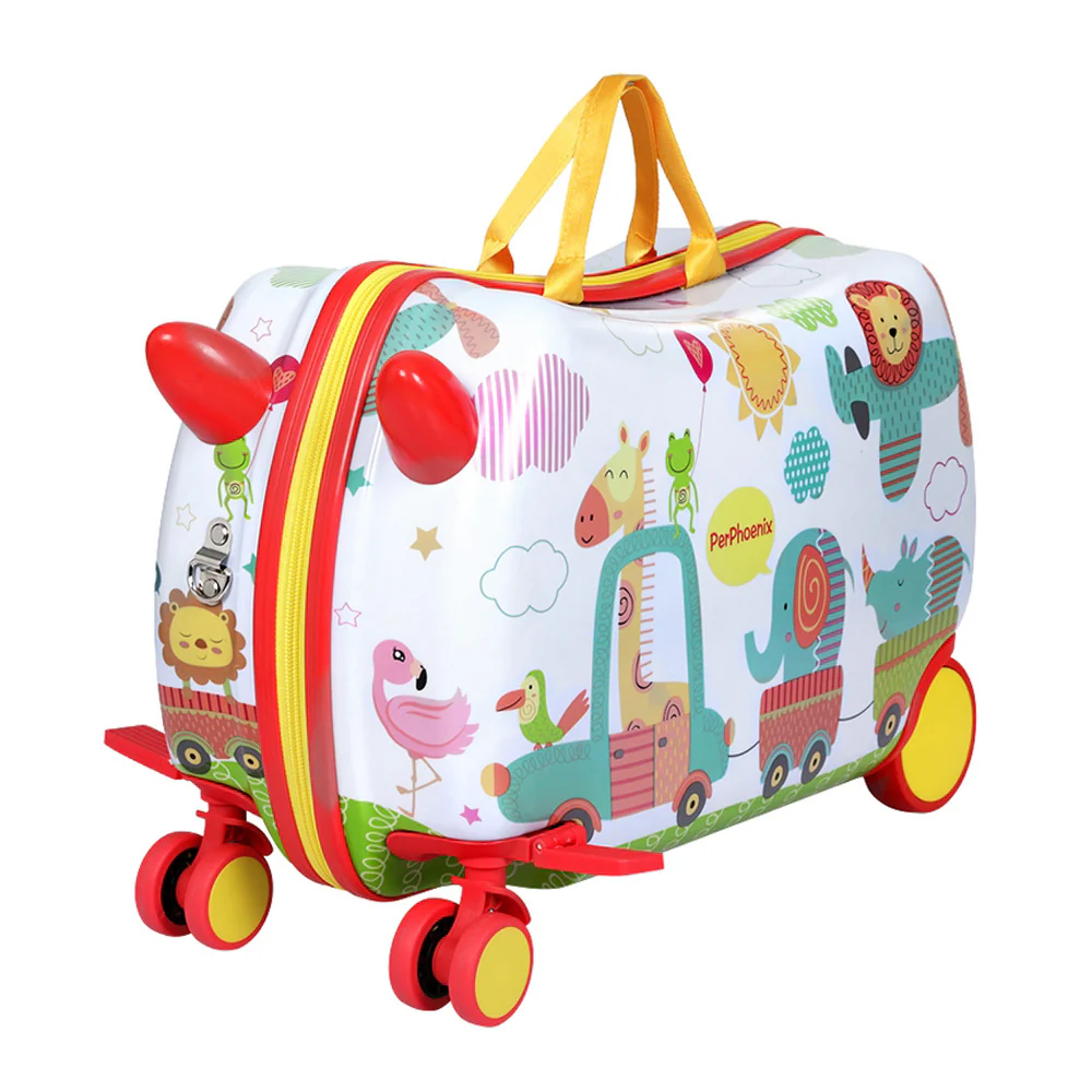 17inch Kids Ride On Luggage Children Suitcase Trolley Travel - Zoo - Nurns