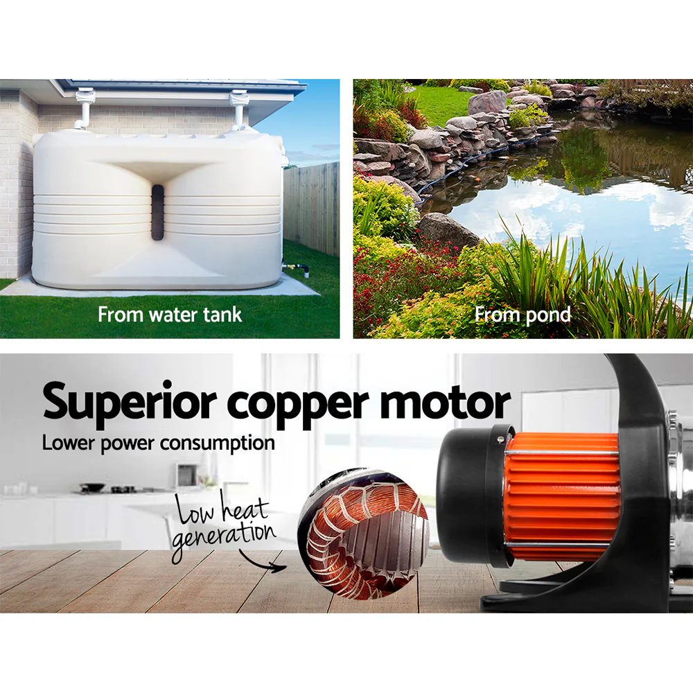 1500W High Pressure Garden Water Pump with Auto Controller - Yellow - Nurns