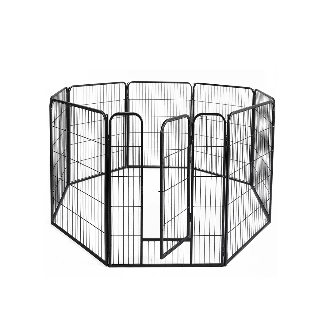 48'' 8 Panel Pet Dog Playpen Puppy Exercise Cage Enclosure Fence Cat Play Pen - Black - Nurns
