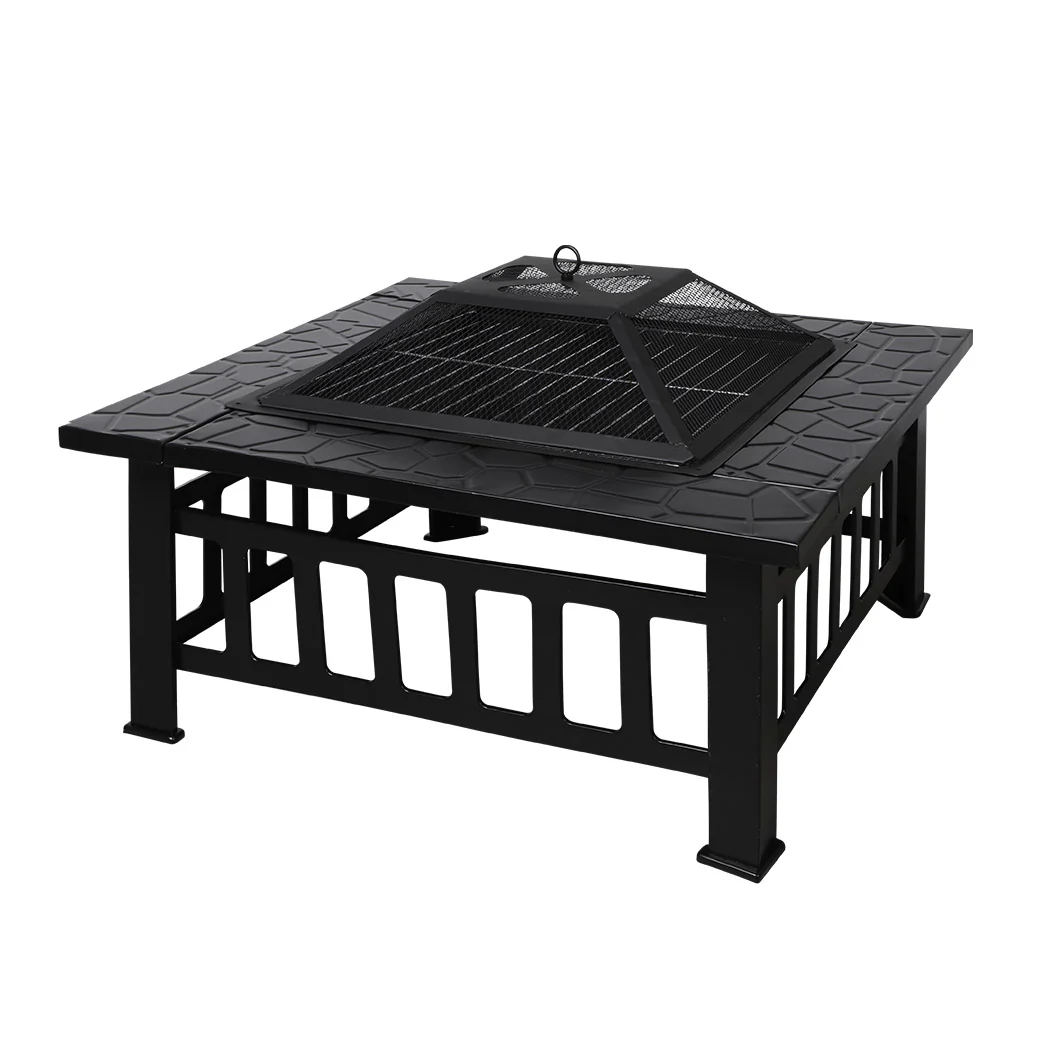 3 in 1 Fire Pit BBQ Grill Pits Outdoor Patio Garden Heater Fireplace BBQS Grills - Nurns