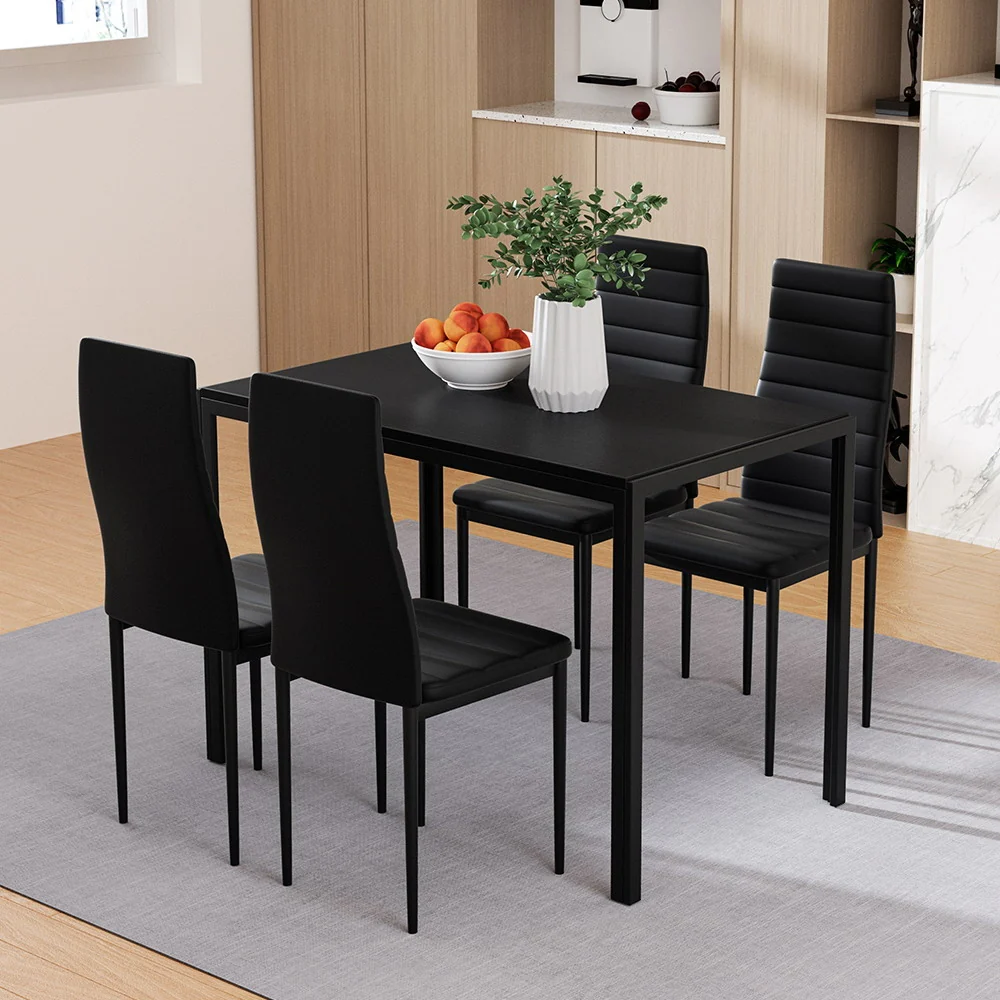 5-Piece Dante Black Dining Table & Chair Set - Nurns