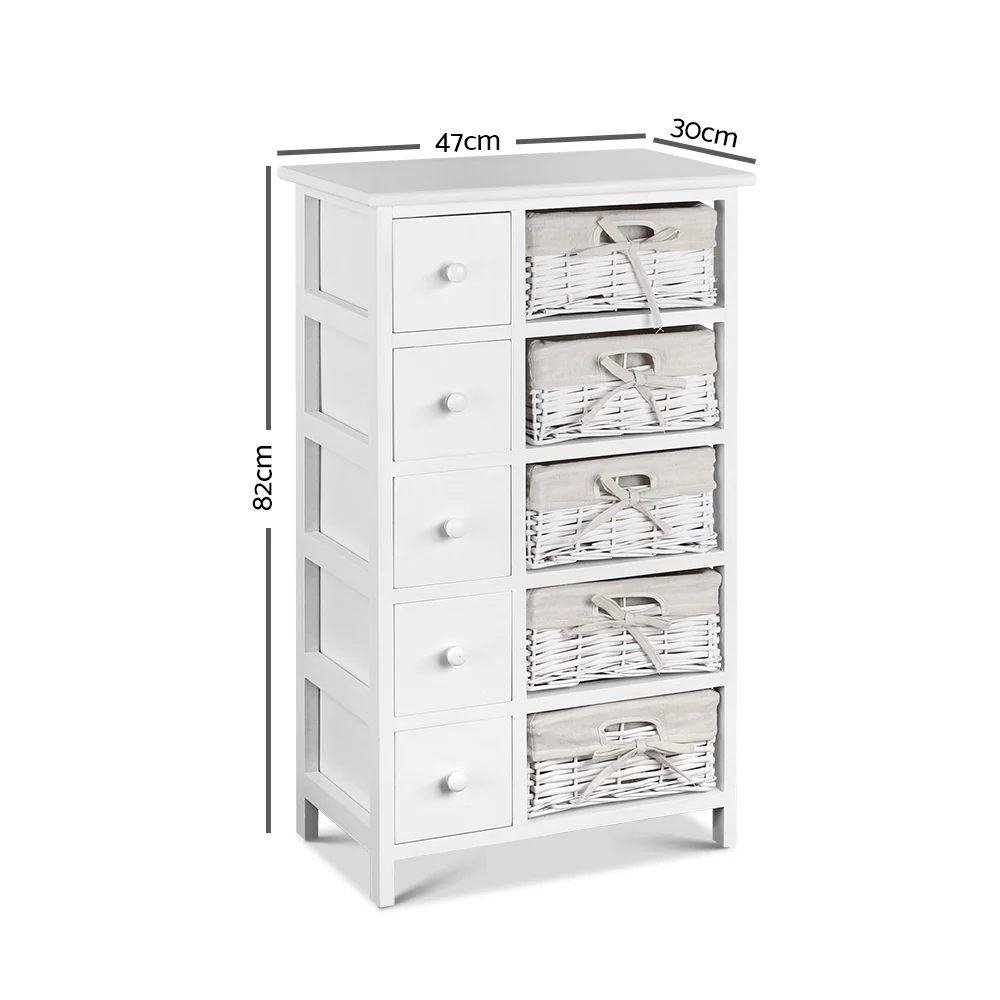 5 Basket Storage Drawers - White - Nurns