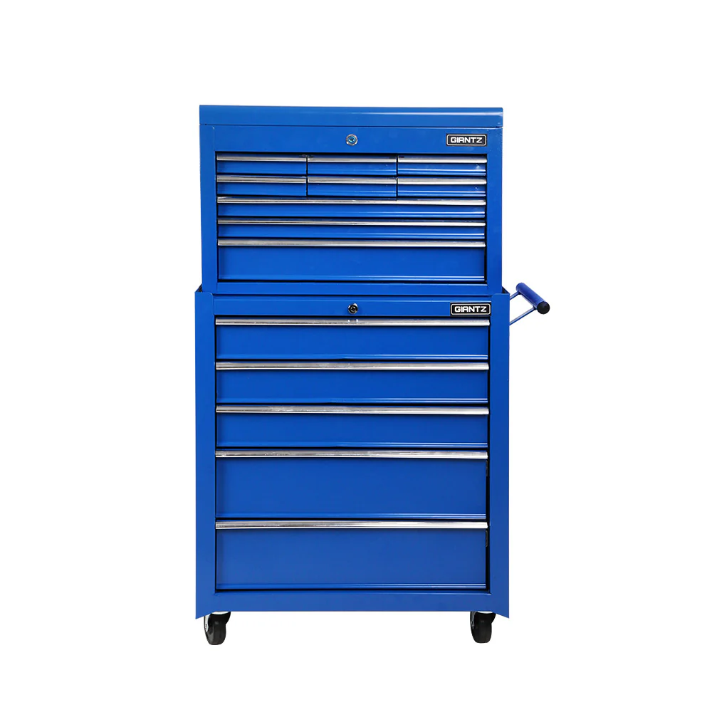 14 Drawers Toolbox Chest Cabinet Mechanic Trolley Garage Tool Storage Box - Blue - Nurns