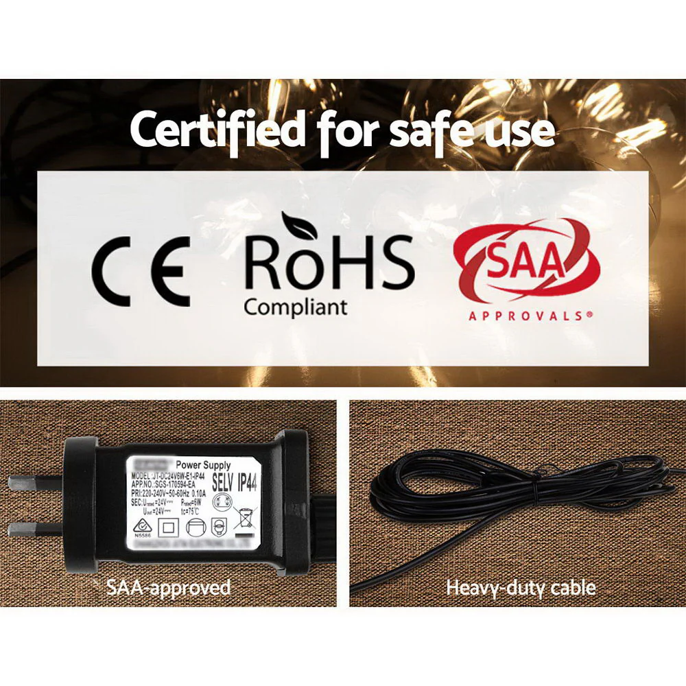 59M 60 LED Bulbs Festoon Lights Sting Lighting Kits Outdoor Party - Warm White - Nurns