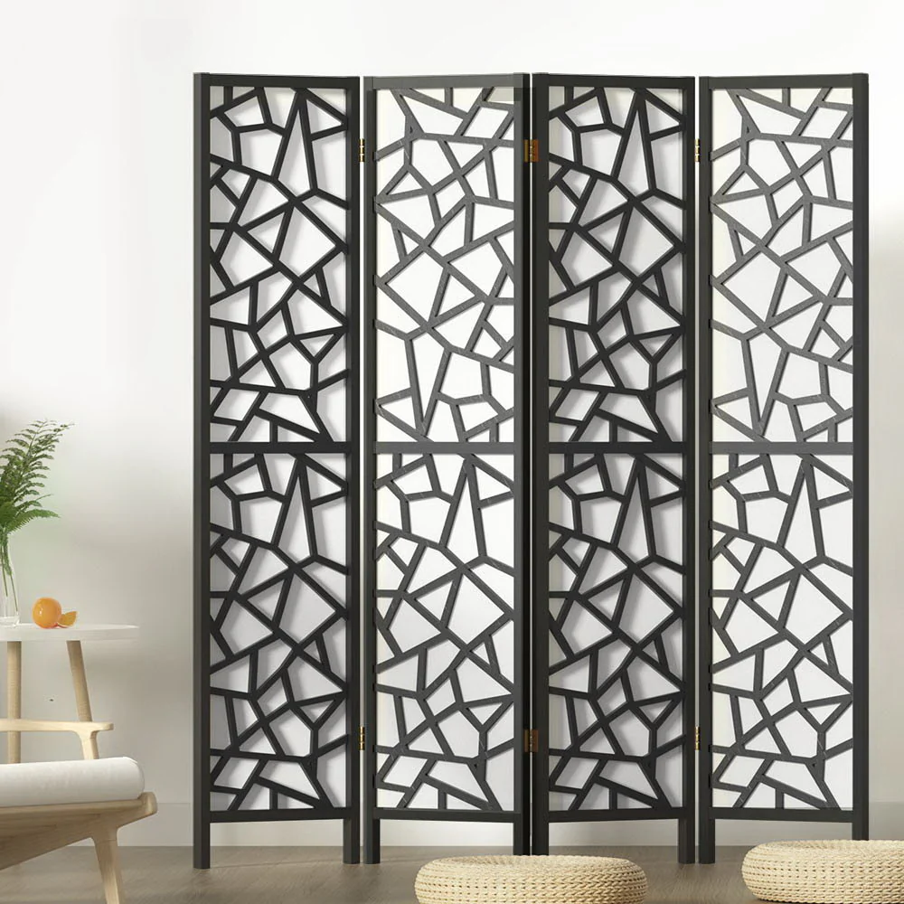 4 Panel Room Divider Screen 162x170cm - Black - Nurns
