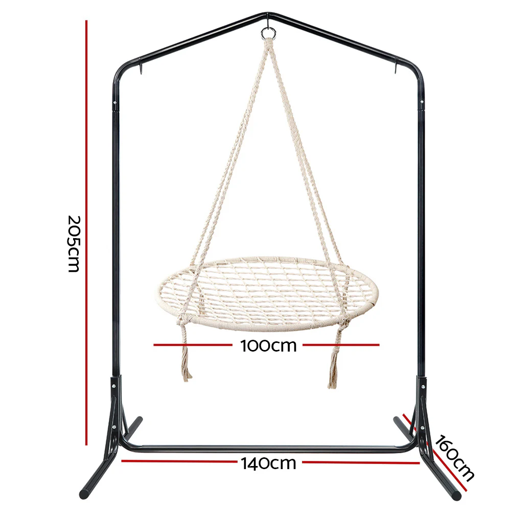 100cm Hammock Chair with Stand Nest Web Outdoor Swing - Nurns