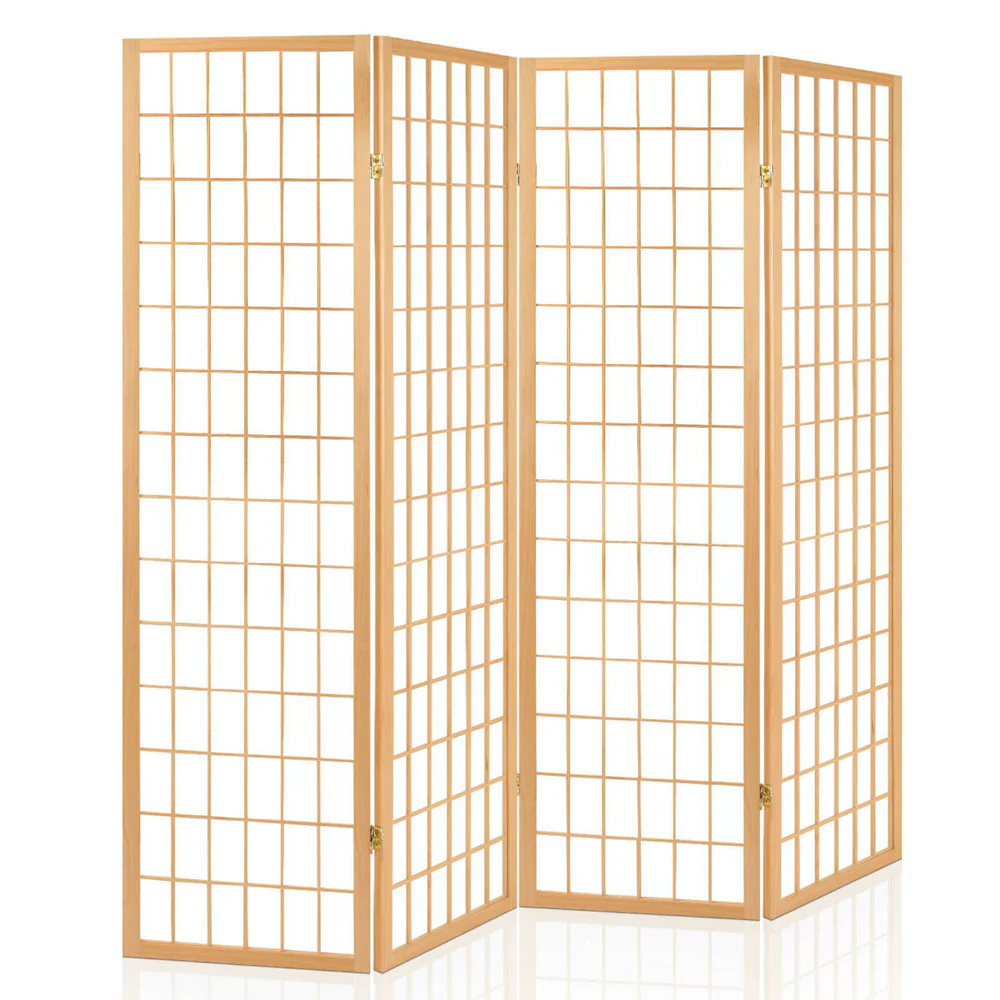 4 Panel Room Divider Screen 174x179cm - Natural - Nurns