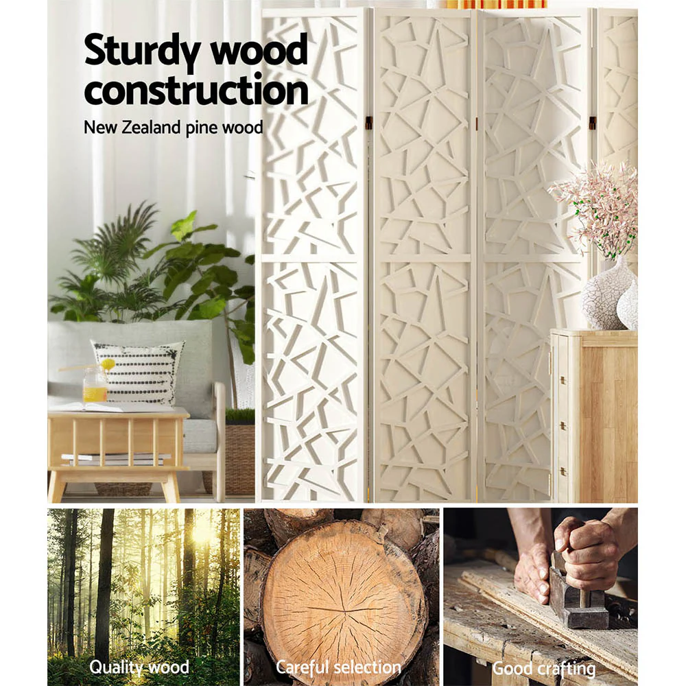 3 Panel Room Divider Screen 122x170cm - White - Nurns