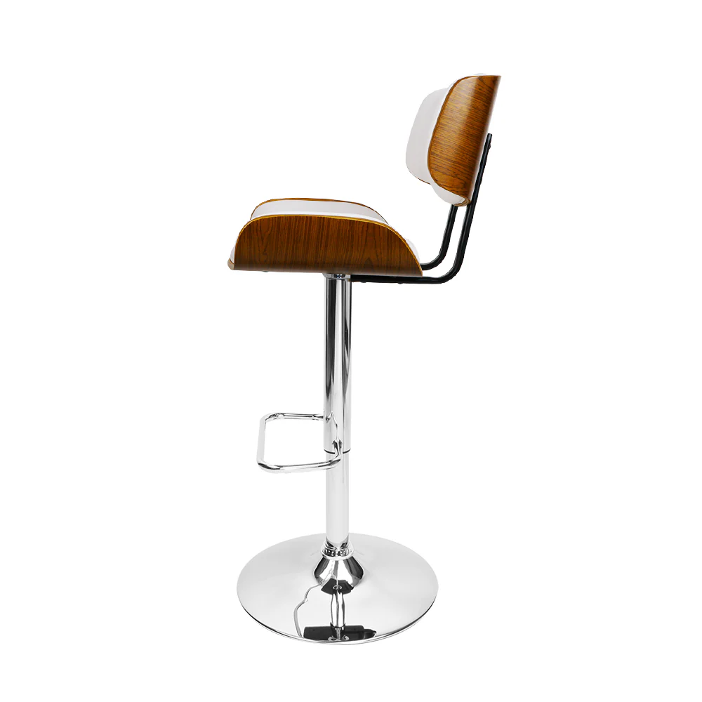 117cm Ancona Wooden Gas Lift Bar Stool - White & Chrome - Nurns