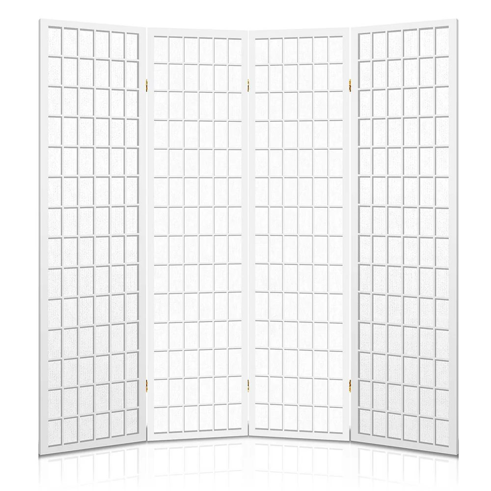4 Panel Room Divider Screen 174x179cm - White - Nurns