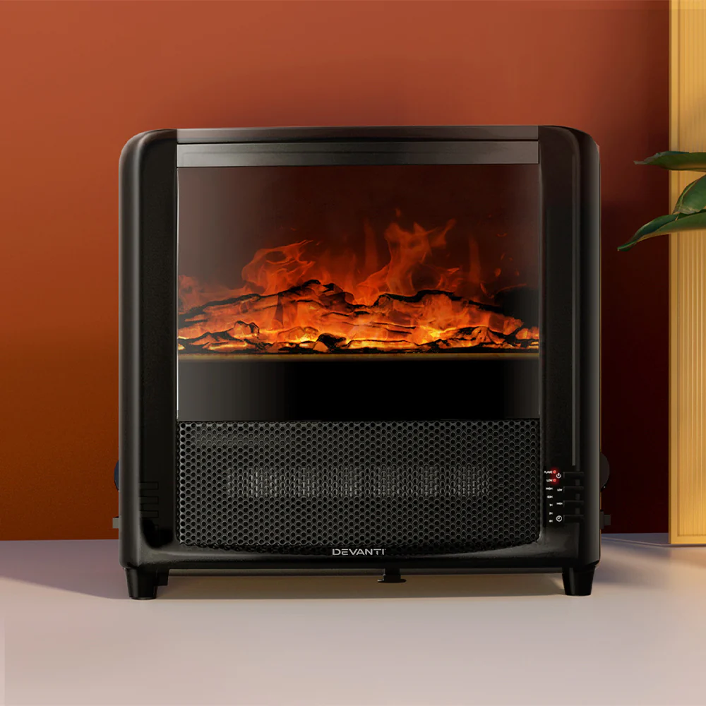 2000W Electric Fireplace Fire Heaters - Black - Nurns