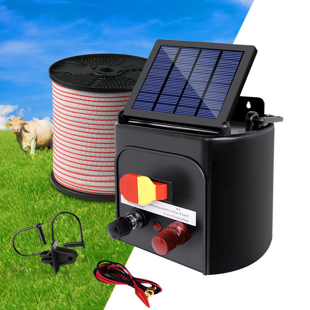 3km Solar Electric Fence Energiser Charger with 400M Tape and 25pcs Insulators - Nurns