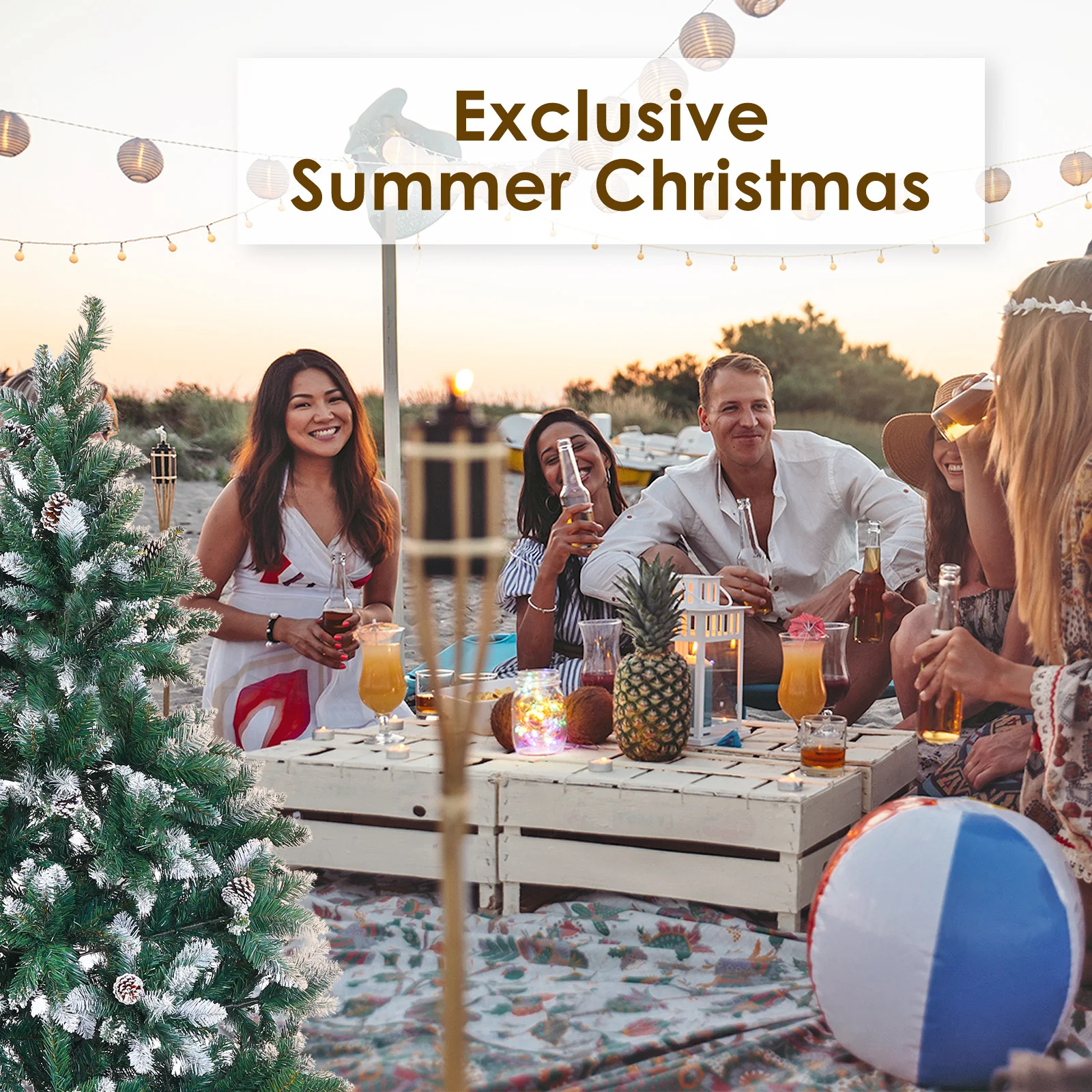 4ft 1.2m 390 Tips Snowy Christmas Tree Xmas Pine Cones + Bauble Balls Green - Nurns