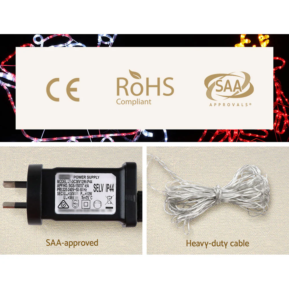 1X Christmas Lights Reindeer Sleigh 806 LED Decorations - Nurns