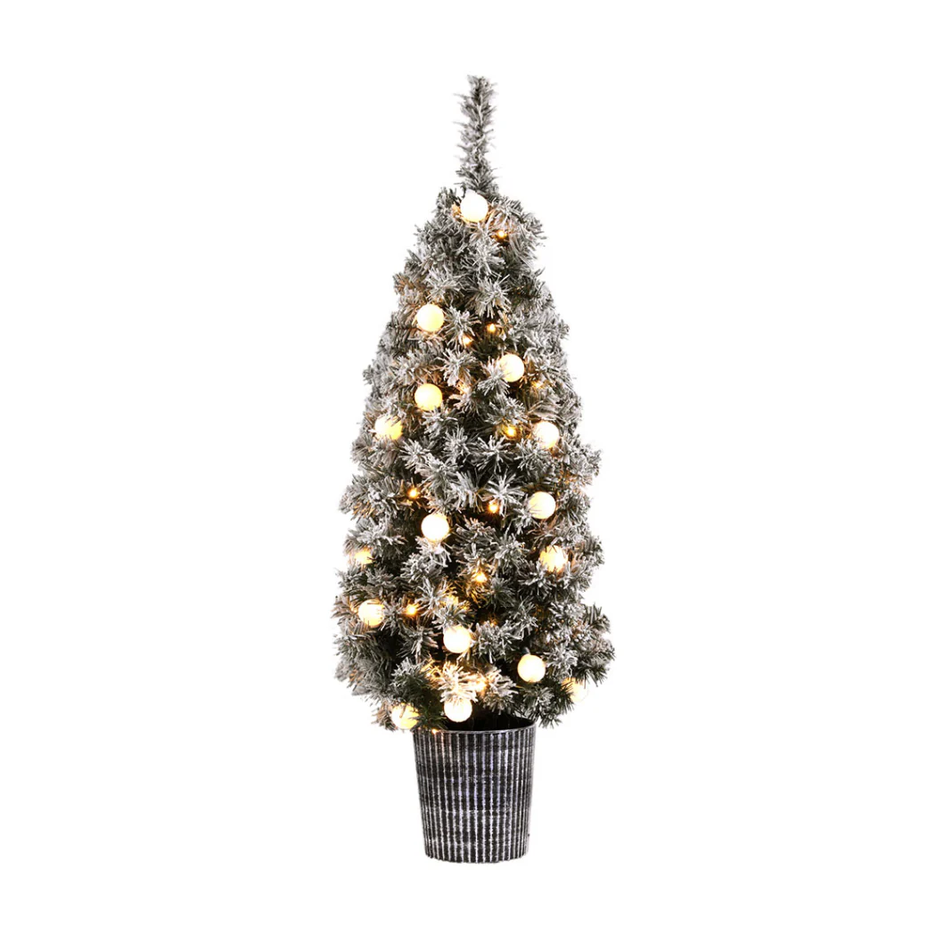 4ft 1.2m 80 LED Christmas Tree Potted Snowy Xmas Tree - Nurns