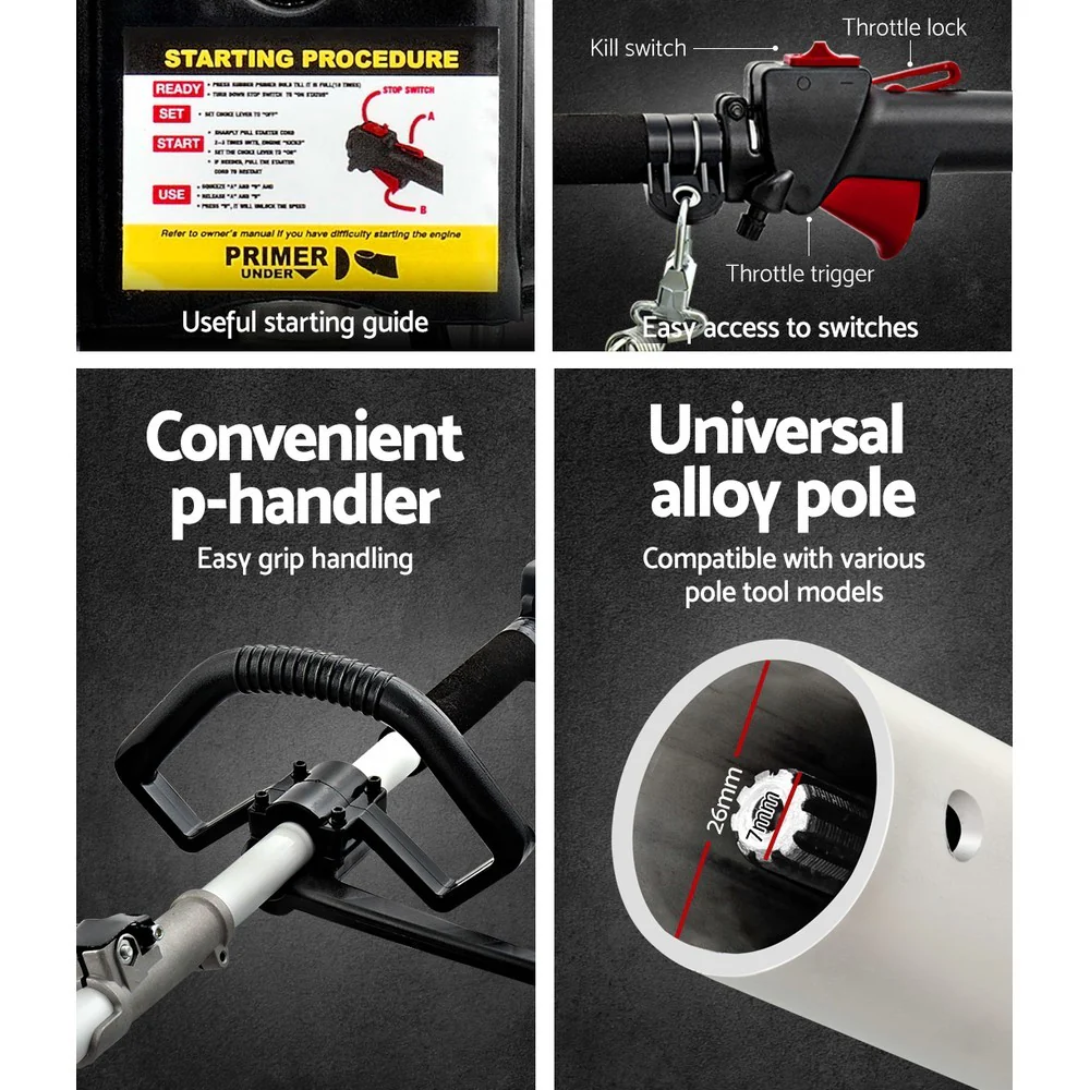 40CC Pole Chainsaw 12in Chain Saw 4-Stroke Petrol 4.3m Long Reach - Nurns