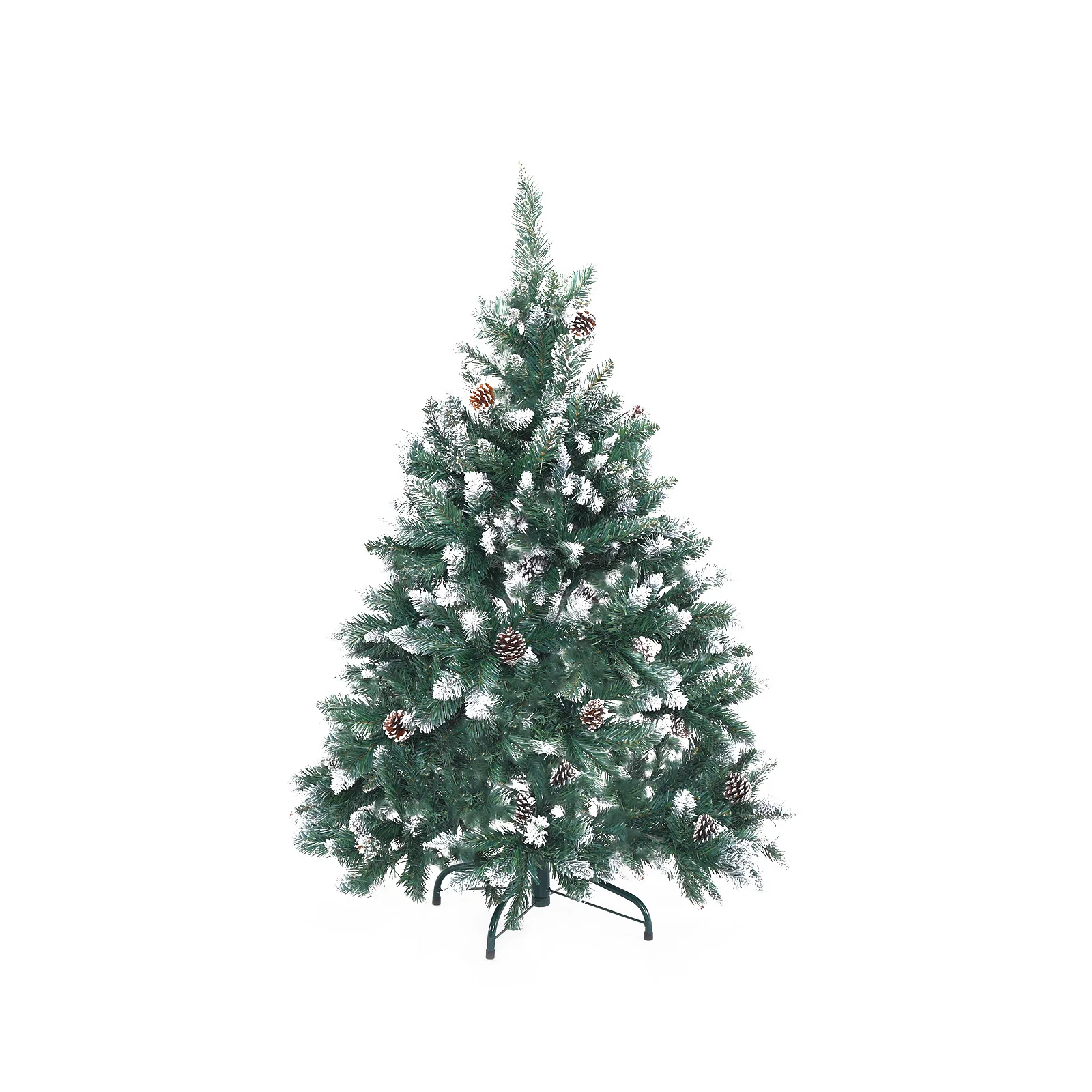 4ft 1.2m 390 Tips Snowy Christmas Tree Xmas Pine Cones Green - Nurns