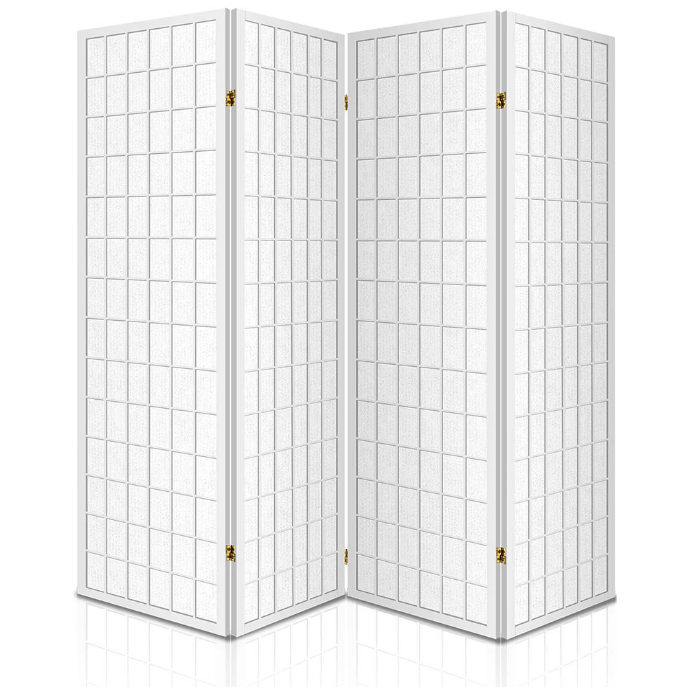 4 Panel Room Divider Screen 174x179cm - White - Nurns