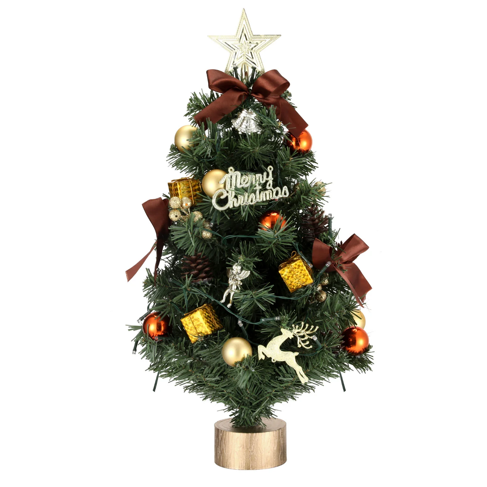 2ft 0.6m 50 LED Tabletop Christmas Tree LED Xmas Topper Ornaments - Nurns