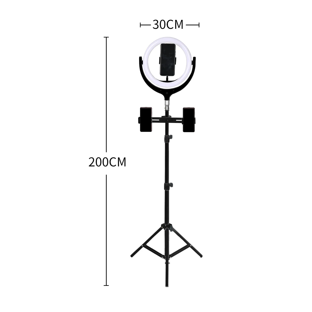 12'' LED Ring Light with Tripod Stand Phone Holder Dimmable Selfie Studio Lamp Black - Nurns