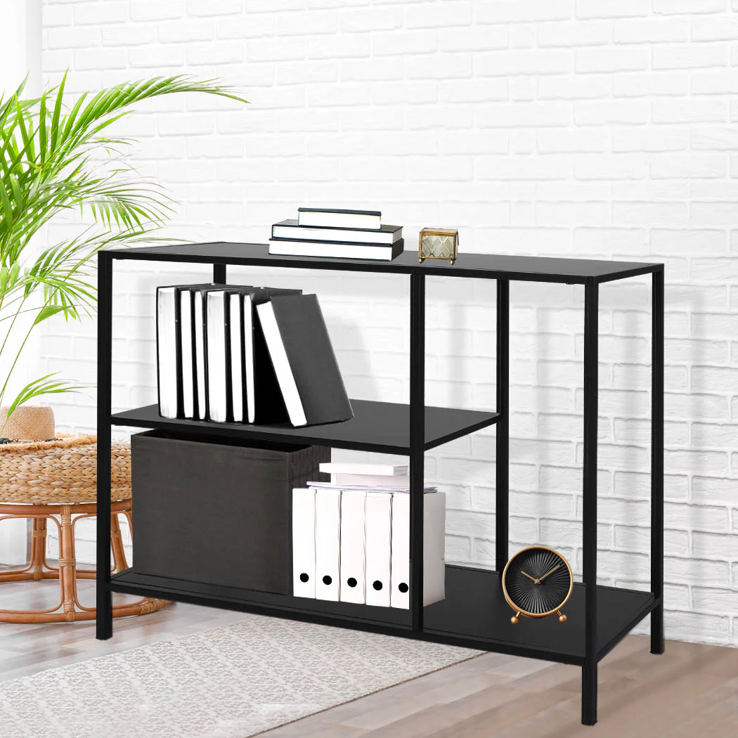 3-Tier Console Table Office Furniture - Black - Nurns