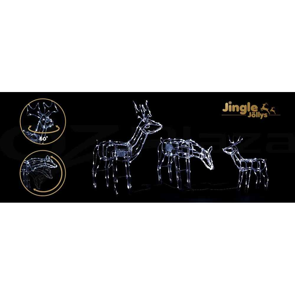 3-Pieces Christmas Lights Reindeers 250 LED Decorations - Nurns