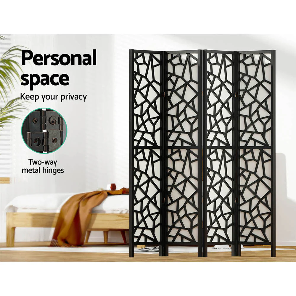 4 Panel Room Divider Screen 162x170cm - Black - Nurns