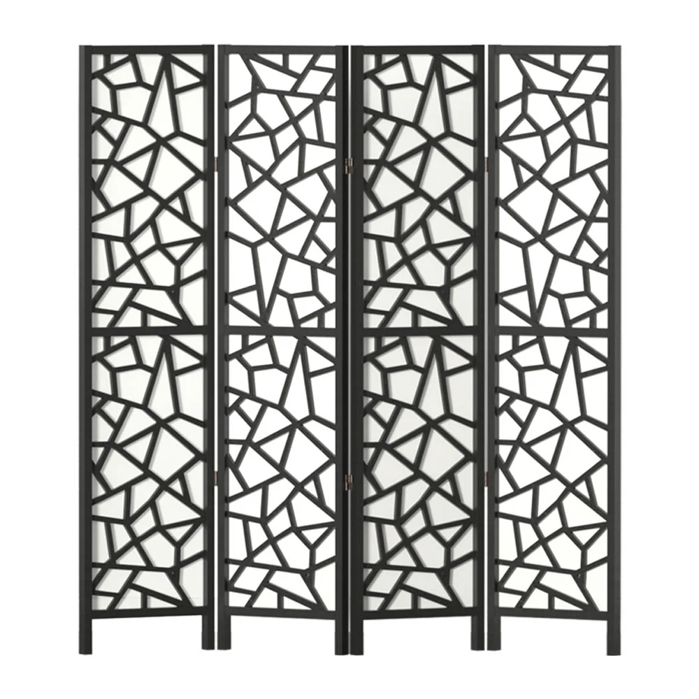 4 Panel Room Divider Screen 162x170cm - Black - Nurns