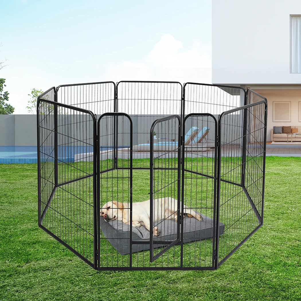 32'' 8 Panel Pet Dog Playpen Puppy Exercise Cage Enclosure Fence Cat Play Pen - Black - Nurns