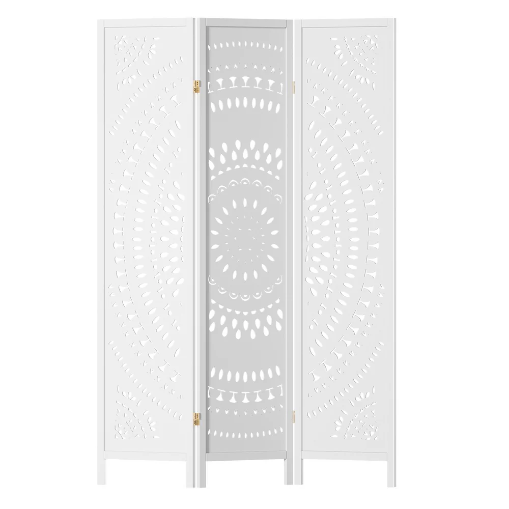 3 Panel Room Divider Screen 132x170cm Circle - White - Nurns