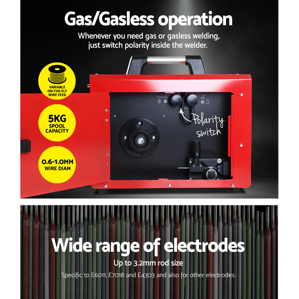 220 Amp Inverter Welder MMA MIG DC Gas Gasless Welding Machine Portable - Nurns