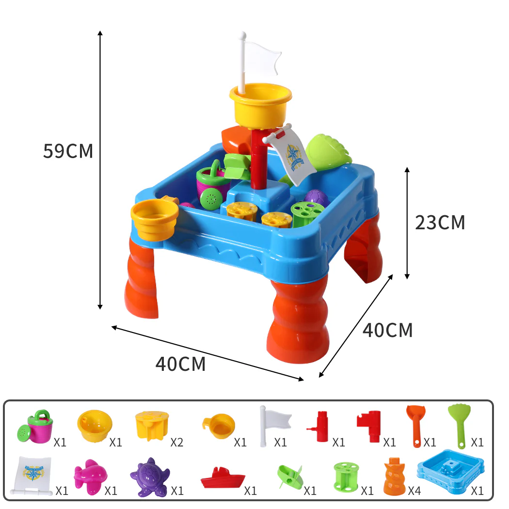 21-Piece Kids Sand Water Activity Play Table Child Fun Outdoor Sandpit Toys Set - Nurns