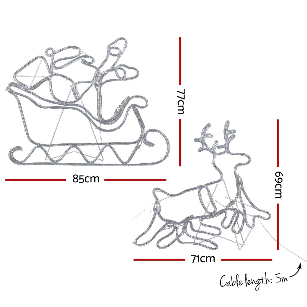 1X Christmas Lights Reindeer Sleigh 806 LED Decorations - Nurns