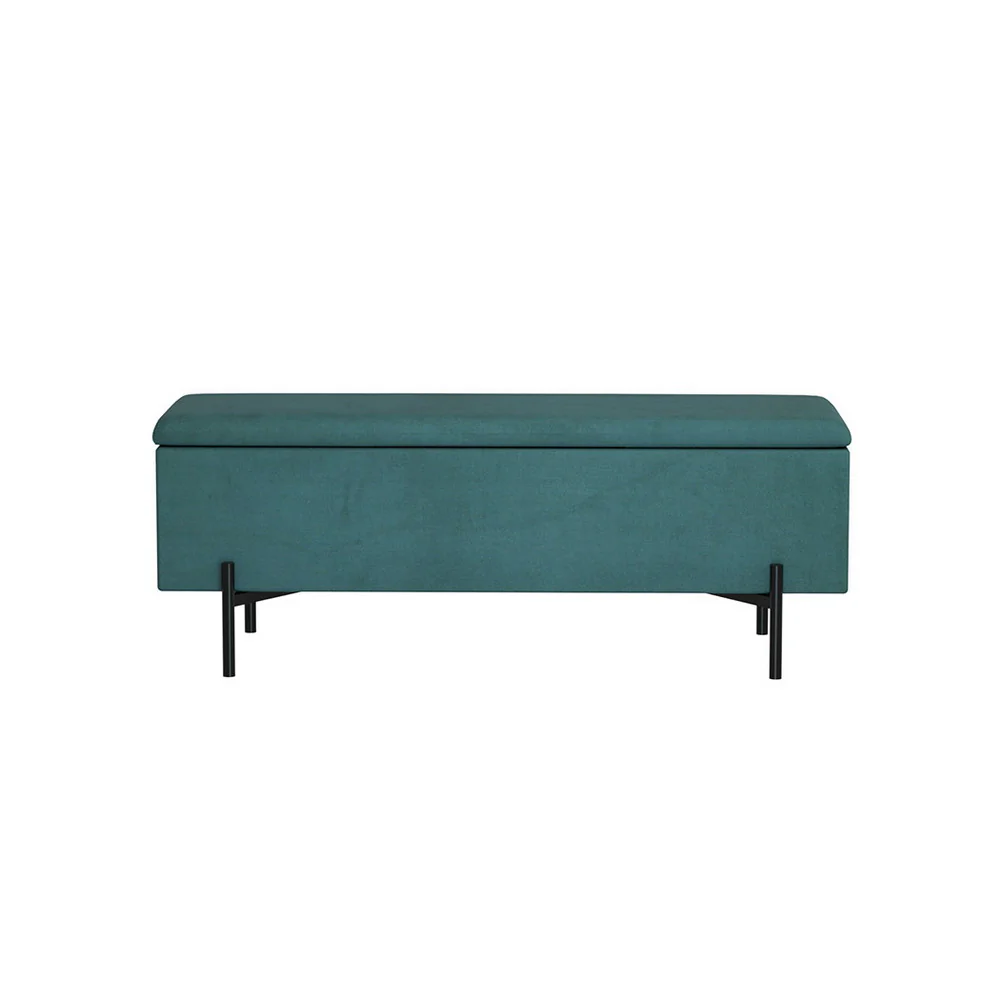 140cm Storage Ottoman Blanket Box Velvet - Green - Nurns
