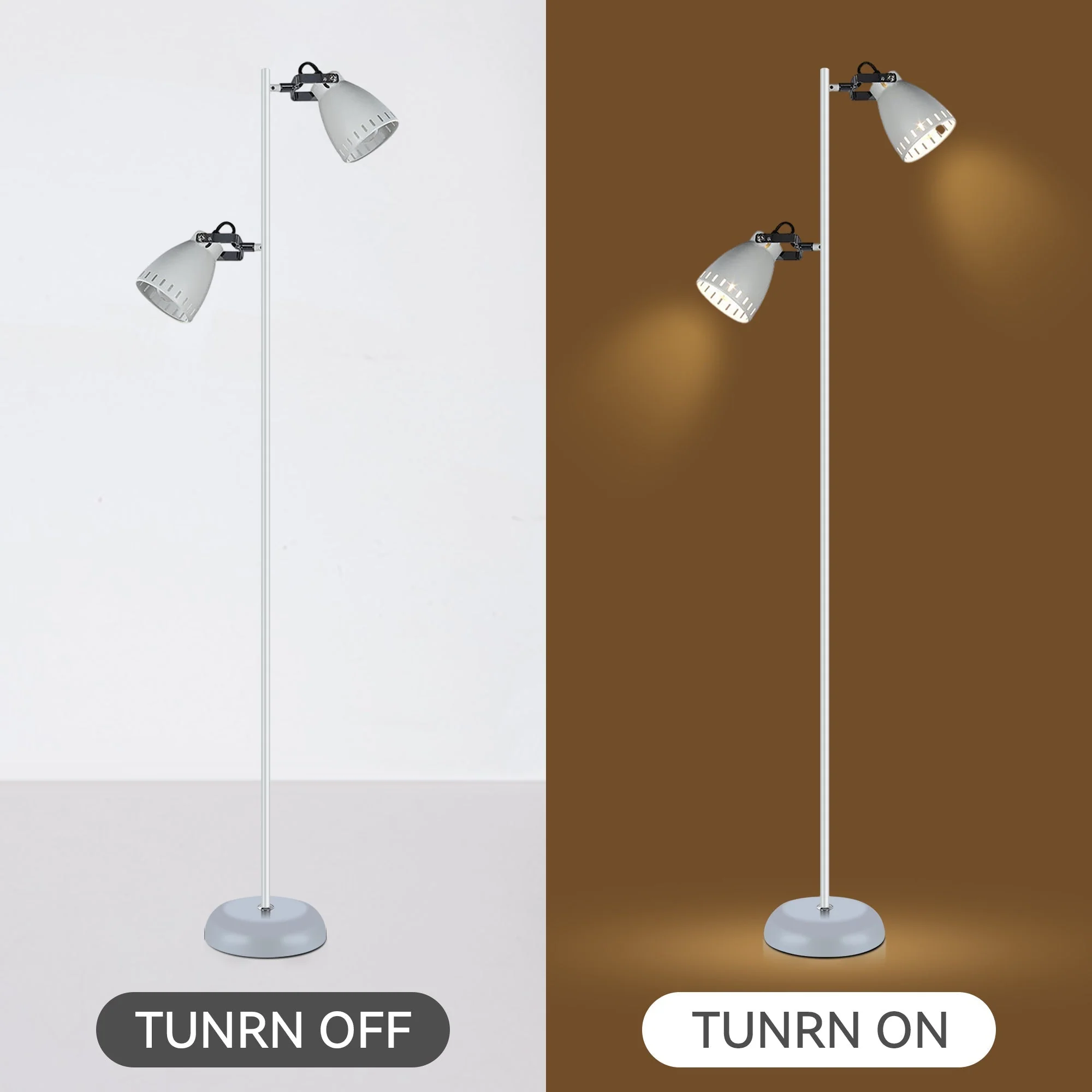158cm Dual Light Metal Floor Lamp - White - Nurns