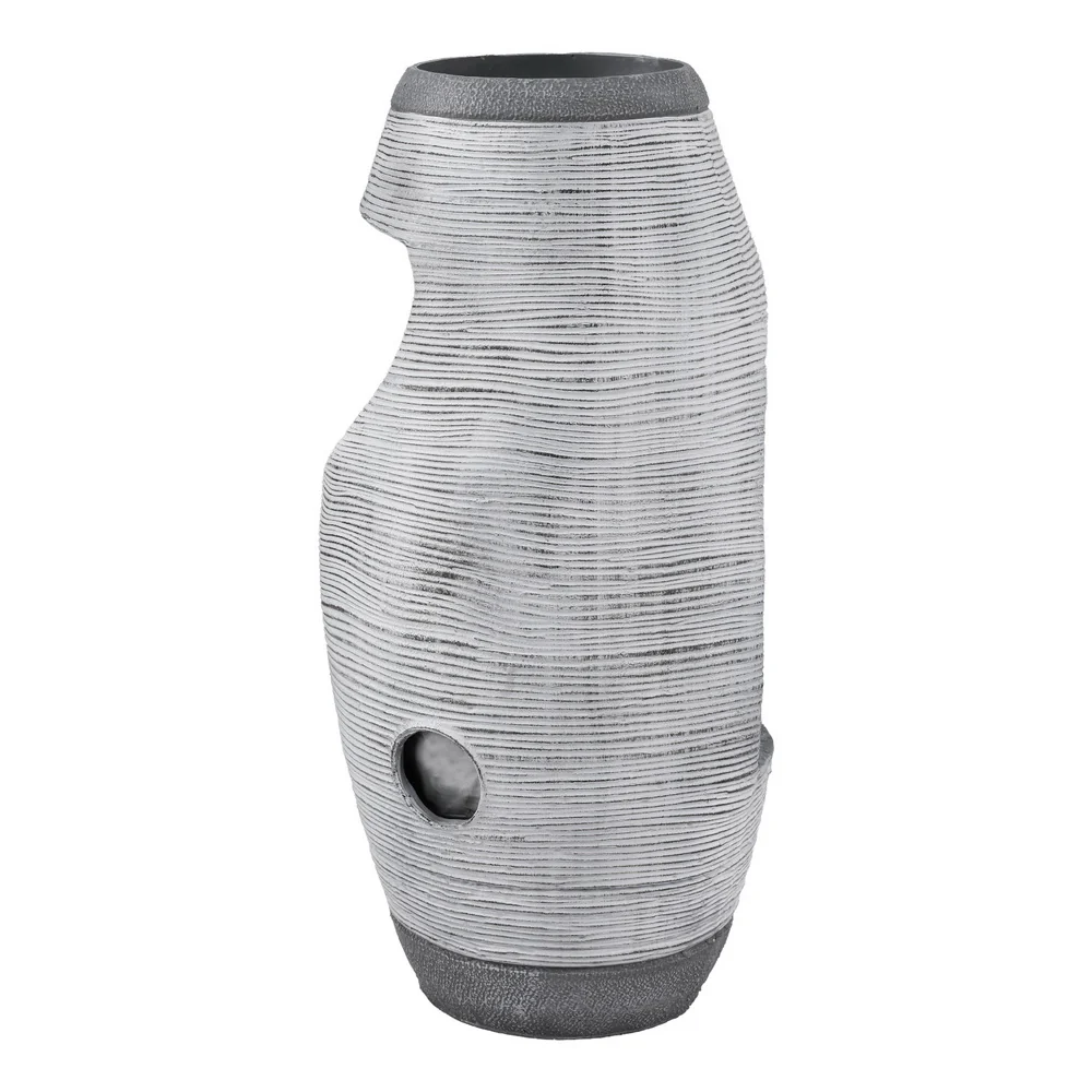 48cm Solar Fountain Water Feature Bird Bath Outdoor Garden Cascade - Grey - Nurns