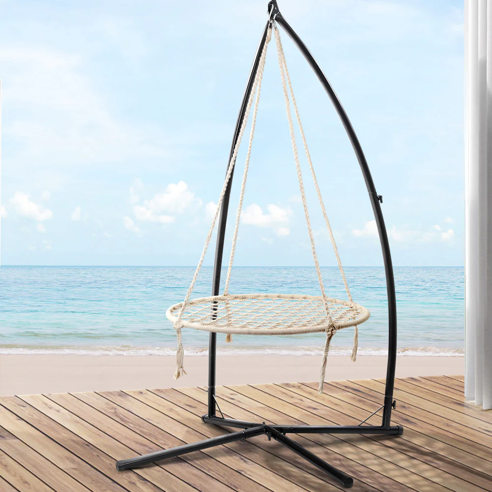 100cm Hammock Chair Nest Web Outdoor Swing with Steel Stand - Nurns