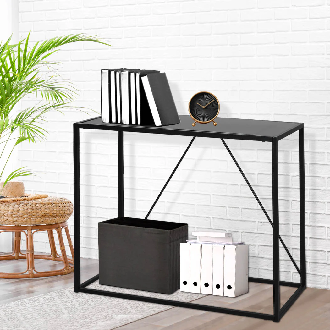 2-Tier Console Table Office Furniture - Black - Nurns