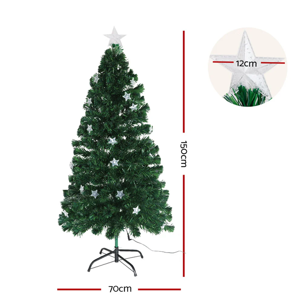 5ft 1.5m 180 Tips Christmas Tree Optic Fibre Xmas tree - Multi Colour - Nurns